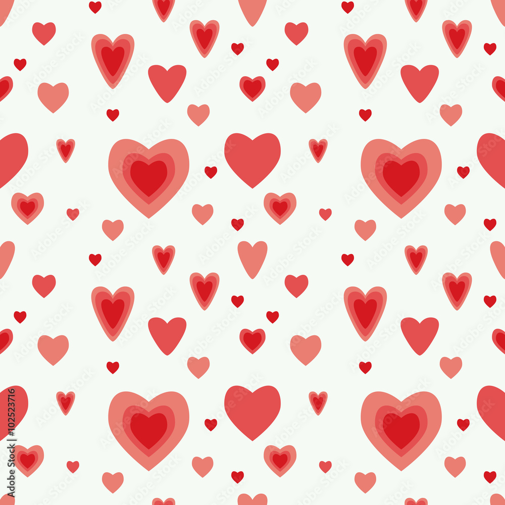 Seamless illustration with flat hearts background