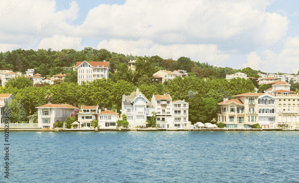 Bosphorus residential houses, Vintage, Istanbul,Turkey.