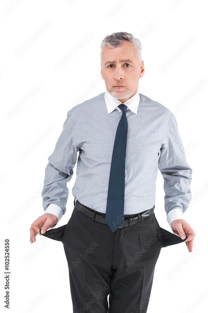 Aged businessman on white background Aged businessman on white background