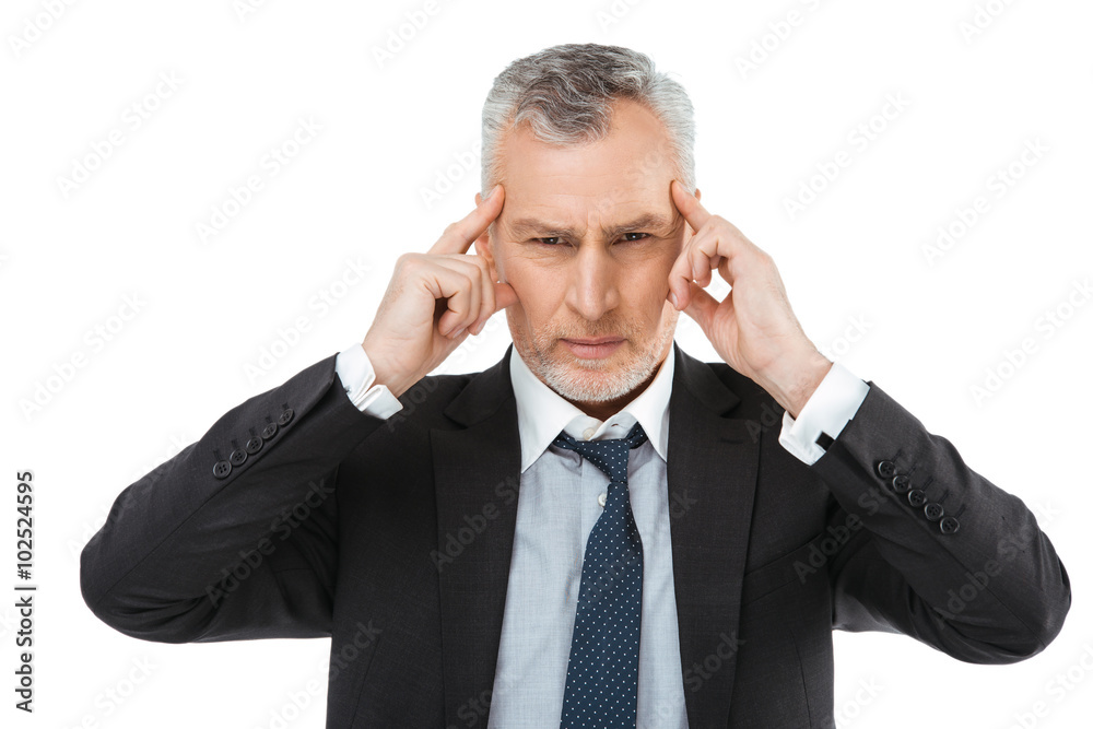 Aged businessman on white background Aged businessman on white background