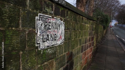 Penny Lane street sign, a popular photo opportunity for tourist's In Liverpool UK. 
 photo
