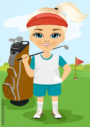 Young little girl with a golf club 