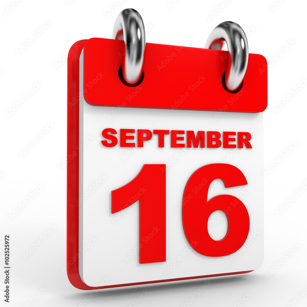 16 september calendar on white background. 16 september calendar on white background.