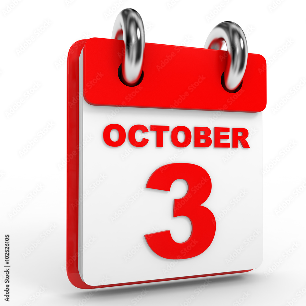 3 october calendar on white background. 3 october calendar on white background.