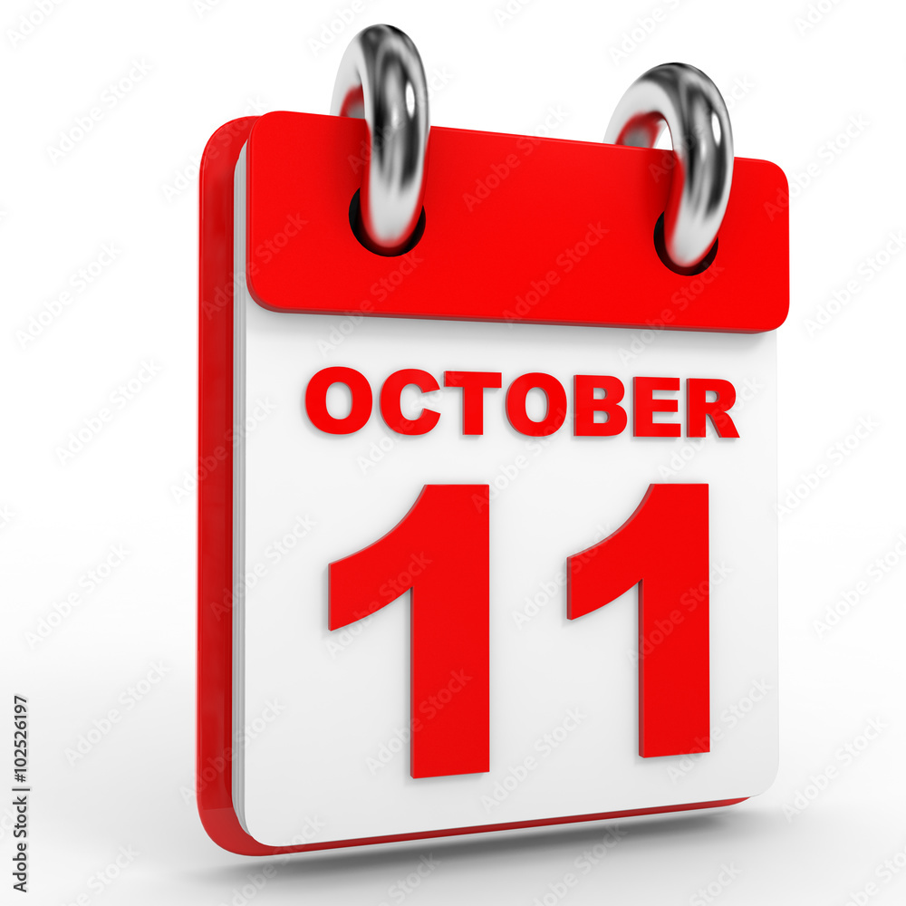 11 october calendar on white background. 11 october calendar on white background.
