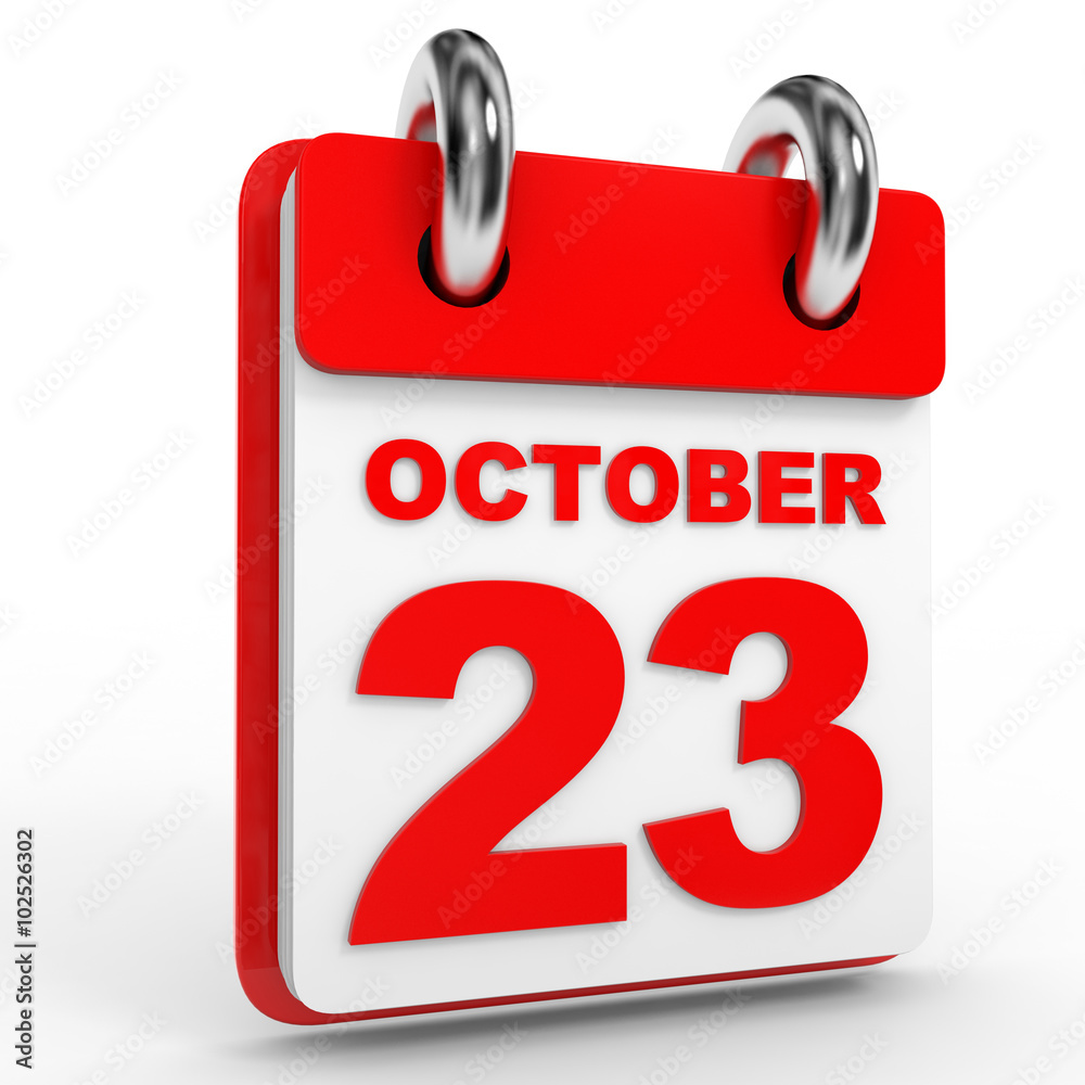 23 october calendar on white background. 23 october calendar on white background.