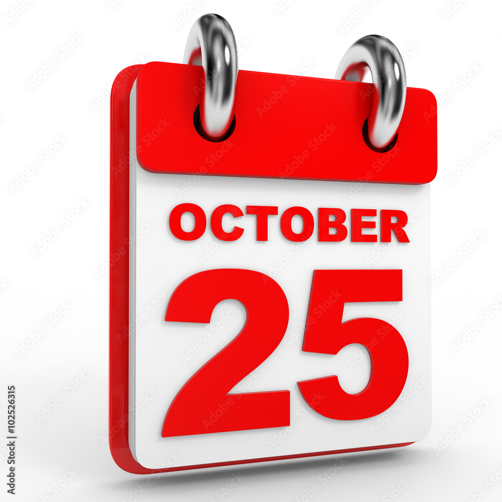 25 october calendar on white background. 25 october calendar on white background.