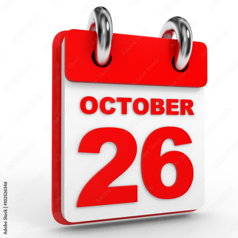 26 october calendar on white background. 26 october calendar on white background.
