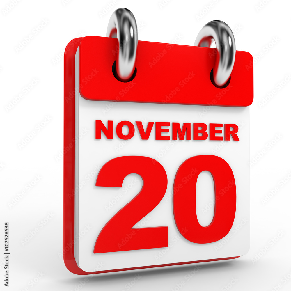 20 november calendar on white background. 20 november calendar on white background.