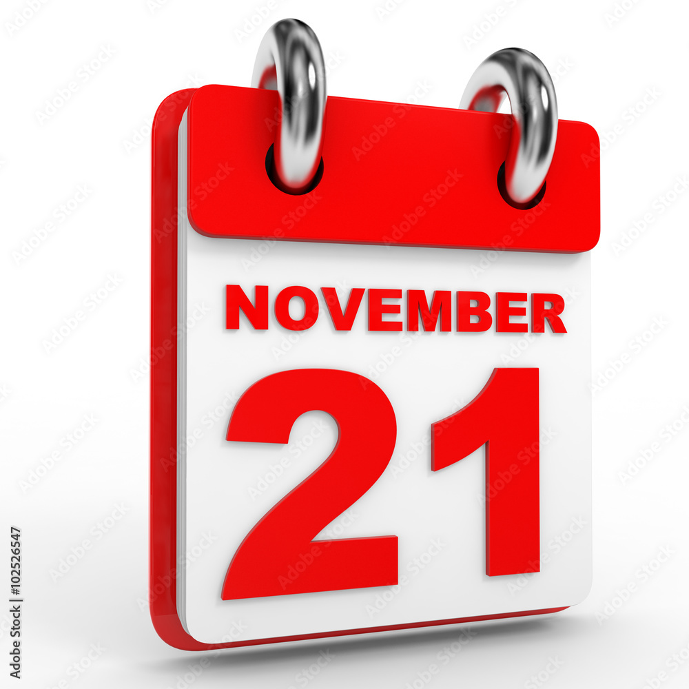 21 november calendar on white background. 21 november calendar on white background.