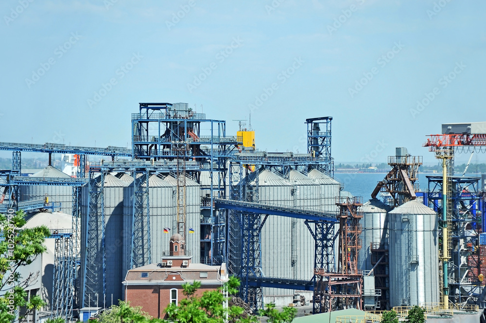Grain dryer in the port of Odessa, Ukraine