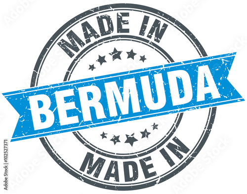 made in Bermuda blue round vintage stamp