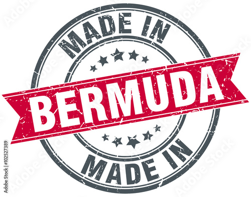 made in Bermuda red round vintage stamp