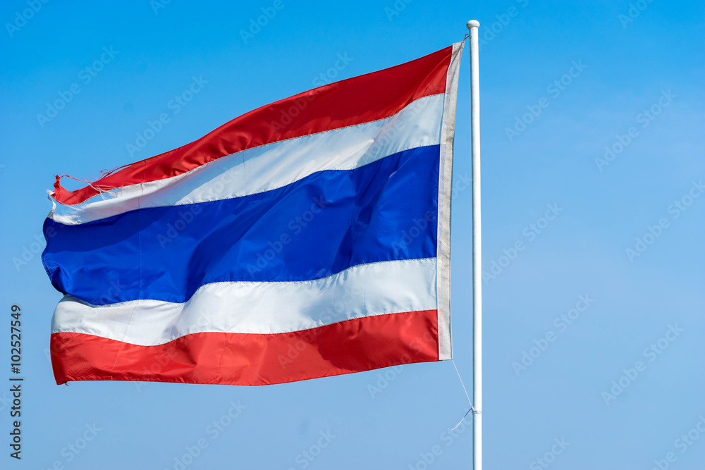 thai flag on blue sky thai flag on blue sky