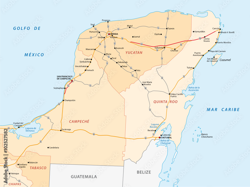 yucatan peninsula road map