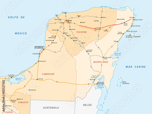yucatan peninsula road map