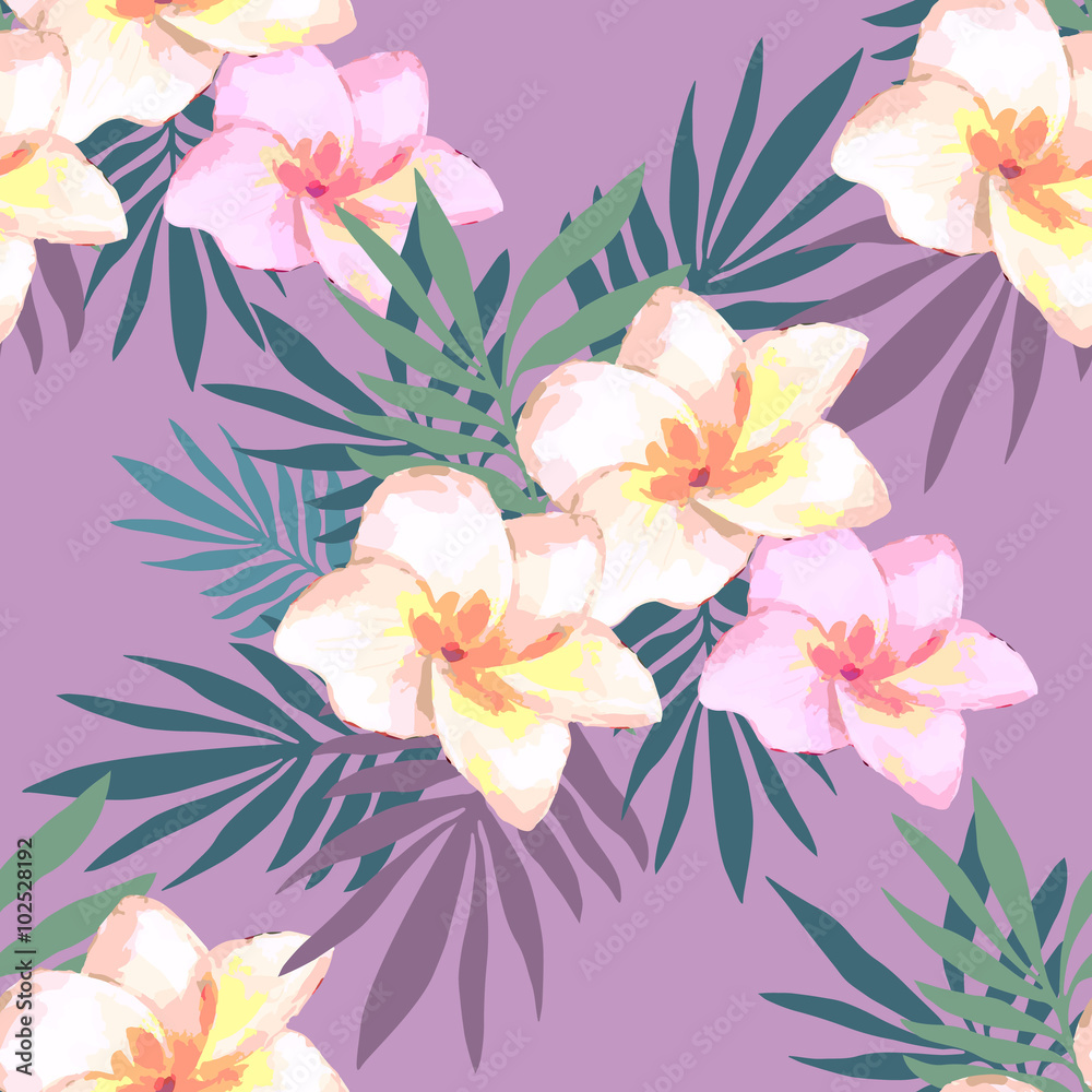 Watercolor seamless pattern of exotic flowers. Watercolor seamless pattern of exotic flowers.
