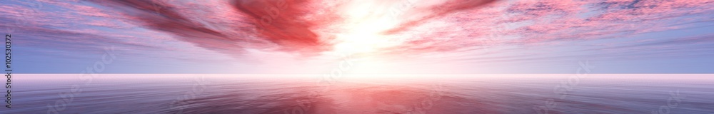 panorama of sea sunset, the view of the ocean sunrise, sunset at sea, tropical sunset. - obrazy, fototapety, plakaty 