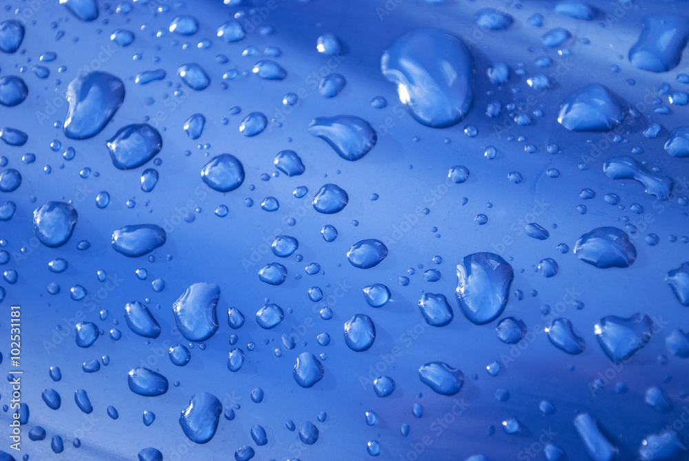 Wassertropfen, Hintergrund blau, Textur 