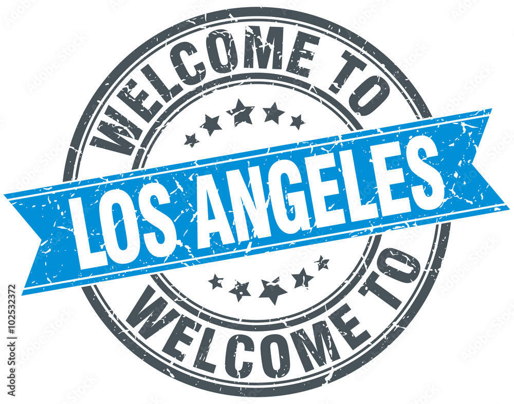 Fototapeta premium welcome to Los Angeles blue round vintage stamp
