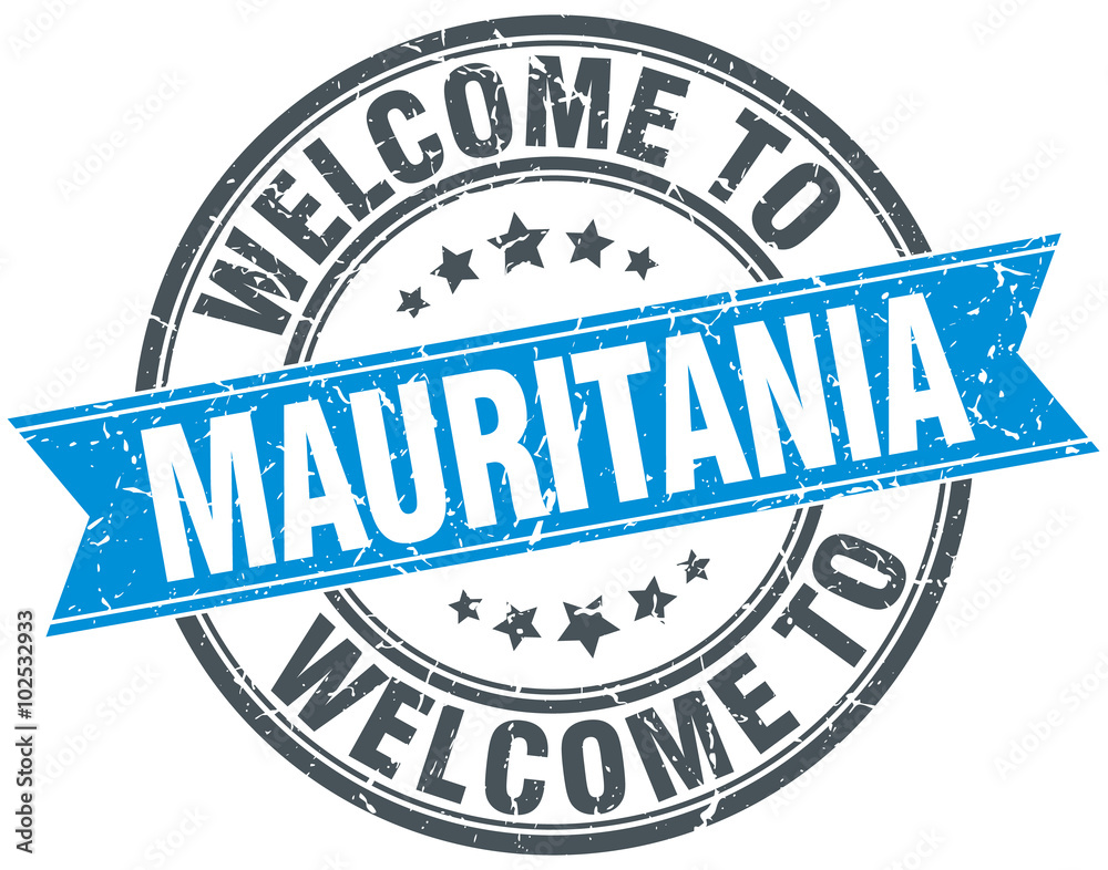 Fototapeta premium welcome to Mauritania blue round vintage stamp