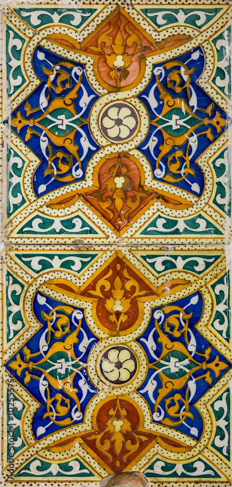 Moroccan mosaic tile, ceramic decoration, Tanger, Morocco