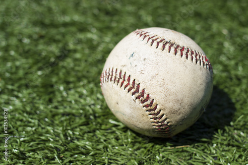 Photography Close-up of baseball on green turf