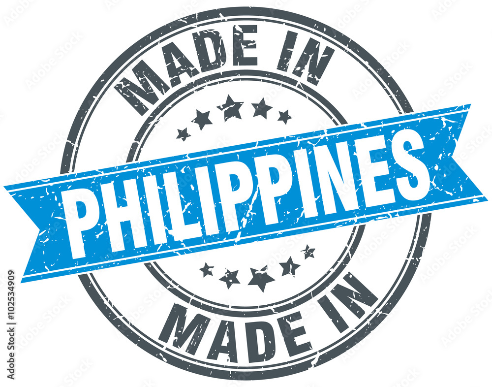 made in Philippines blue round vintage stamp