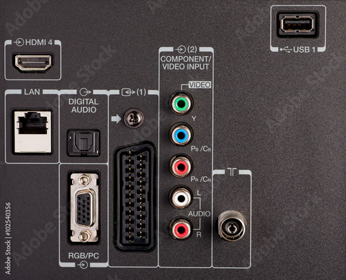 Obraz na płótnie Modern TV audio video input panel controls w salonie