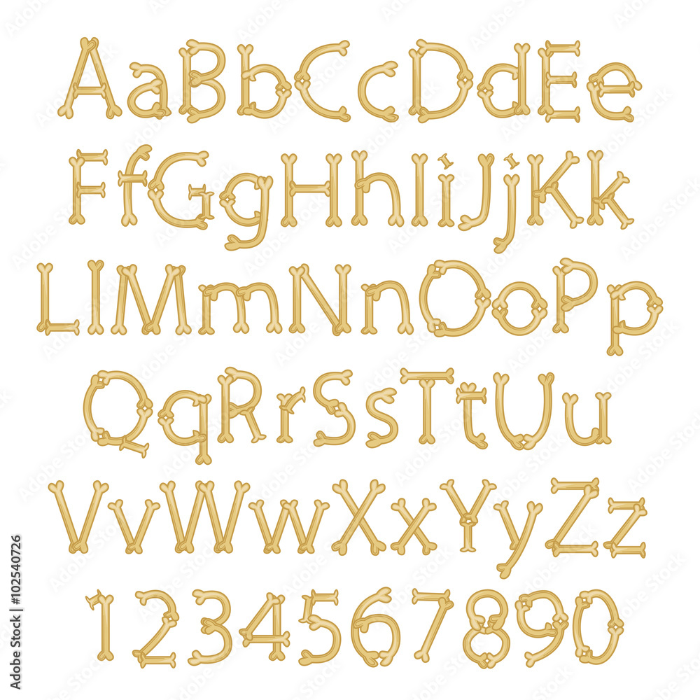 Dinosaur Bone Alphabet in Vector Format Dinosaur Bone Alphabet in Vector Format