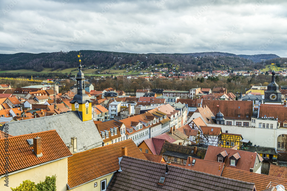 view to town of Rudolstein in Thuringia