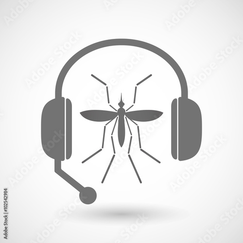 Zika virus bearer mosquito  in a headset icon