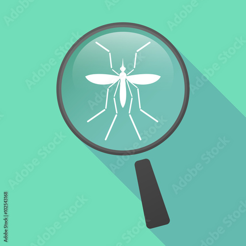 Zika virus bearer mosquito  in a magnifier icon