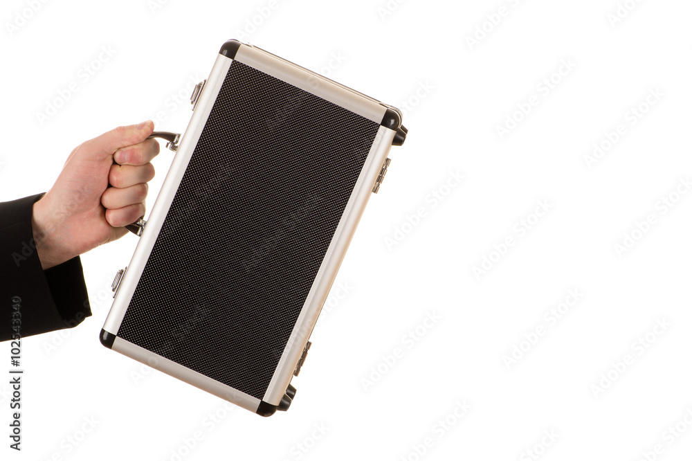Fototapeta premium hand of the man holds a metal case