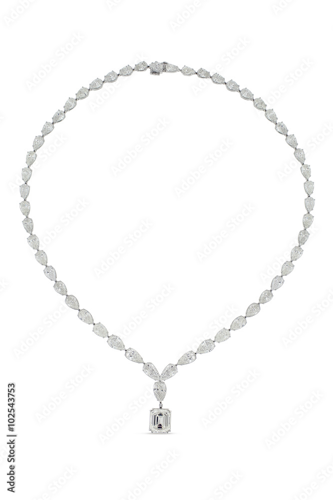 Gorgeous Emerald and Teardrop Cut Diamond Necklace