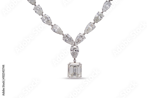 Gorgeous Emerald and Teardrop Cut Diamond Necklace