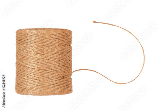 reel of rope and end of thread isolated on white background