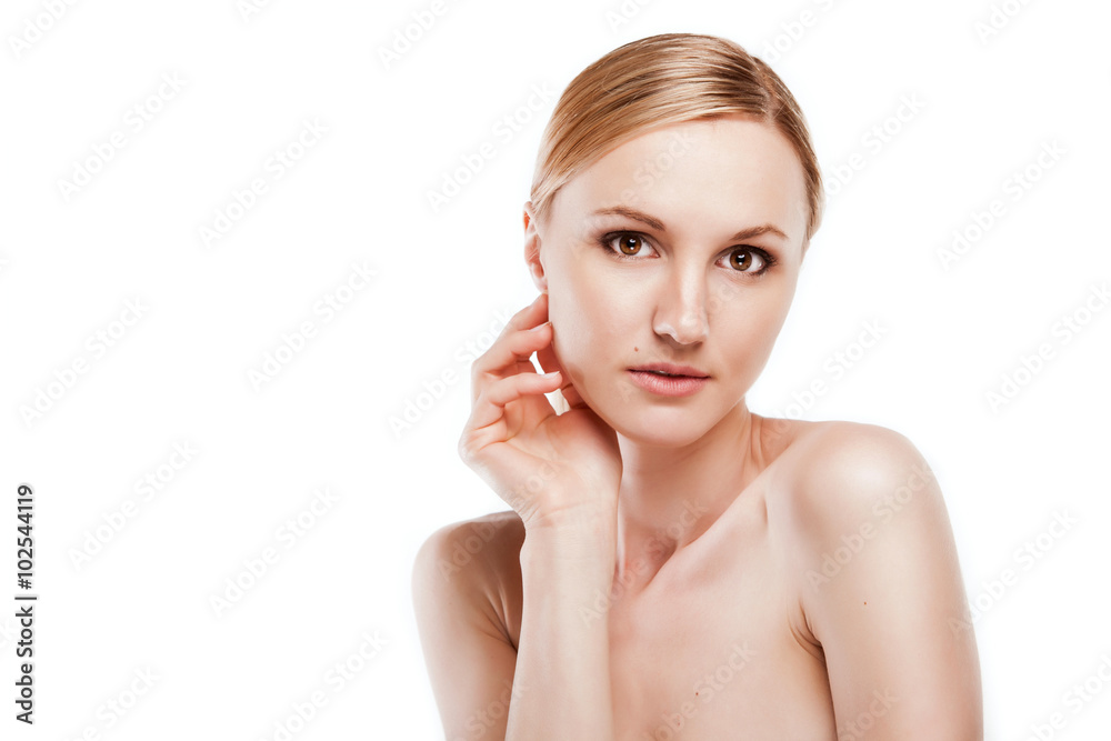 Portrait of attractive girl over on white background Portrait of attractive girl over on white background