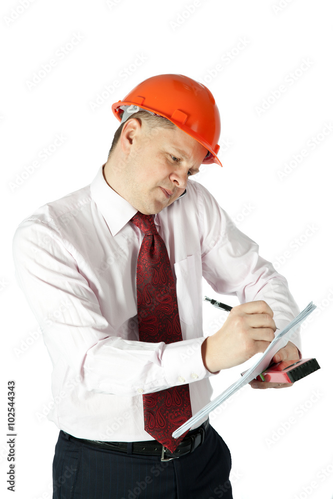 Portrait of architect isolated on white background Portrait of architect isolated on white background