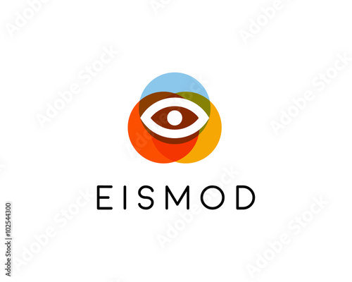 Abstract eye logo design. Optical creative symbol. Universal vector icon. Video photo lens security sign.