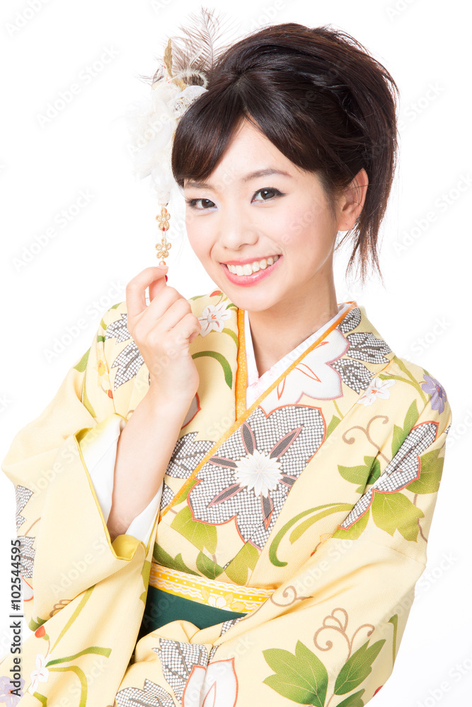 portrait of asian woman wearing kimono