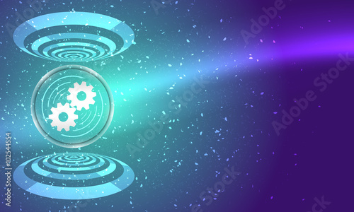 Vector abstract background with circular objects and cogwheels