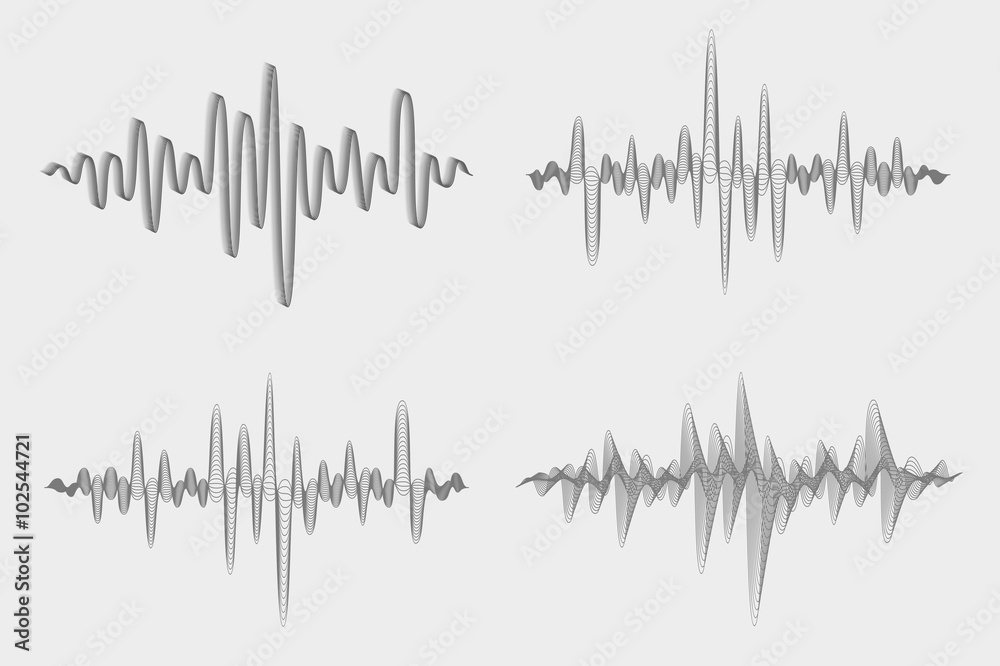 Vector set of sound waves. Music waves icons. Audio equalizer technology. Vector illustration.
