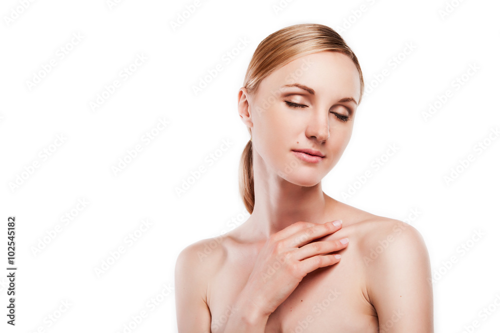Portrait of attractive girl over on white background Portrait of attractive girl over on white background