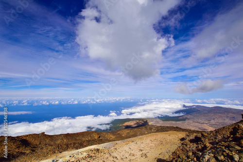 View of sky panorama from the top of Teide mountain © cristianbalate