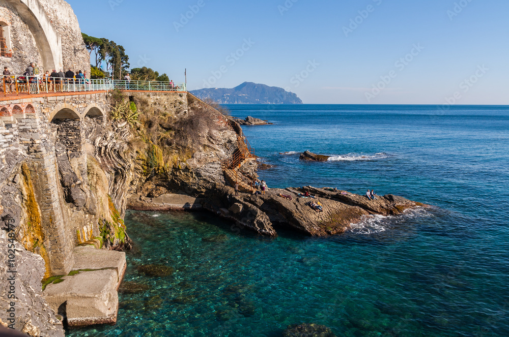 Foto de Passeggiata Anita Garibaldi, Genova Nervi, Genova, Mar Ligure, Liguria, Italia do Stock Foto de Passeggiata Anita Garibaldi, Genova Nervi, Genova, Mar Ligure, Liguria, Italia do Stock