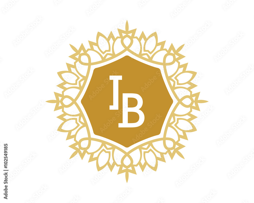 Obraz premium IB initial royal letter logo