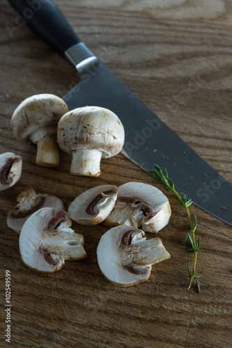 Organic raw button mushrooms