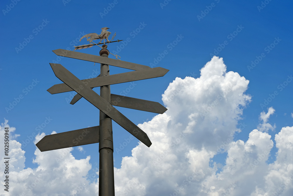 direction sign with blank spaces for text