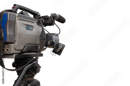 Professional video camera in the working position